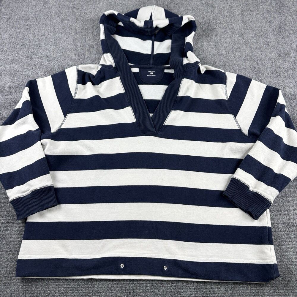 AK Sport Mens 2X Hoodie Navy White Stripe Pullover Sweatshirt